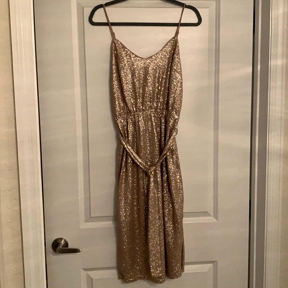 Sequin Gold Midi Dress